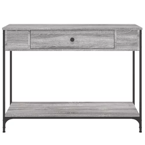 Szürke sonoma színű szerelt fa konzolasztal 100 x 34,5 x 75 cm