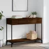 Barna tölgyszínű szerelt fa tálalóasztal 100 x 34,5 x 75 cm