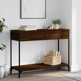   Barna tölgyszínű szerelt fa tálalóasztal 100 x 34,5 x 75 cm