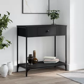 Fekete szerelt fa tálalóasztal 75 x 34,5 x 75 cm