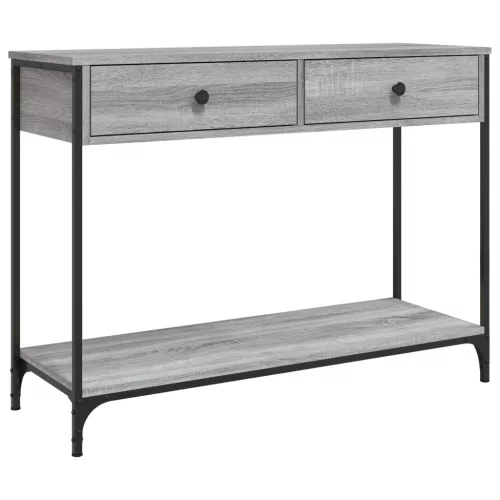 Szürke sonoma színű szerelt fa konzolasztal 100 x 34,5 x 75 cm