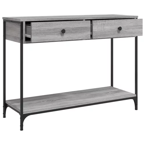 Szürke sonoma színű szerelt fa konzolasztal 100 x 34,5 x 75 cm
