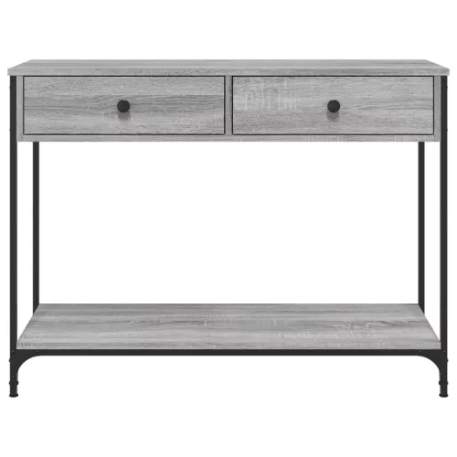 Szürke sonoma színű szerelt fa konzolasztal 100 x 34,5 x 75 cm
