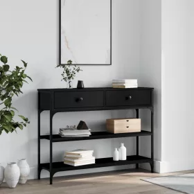 Fekete szerelt fa tálalóasztal 100x25x75 cm
