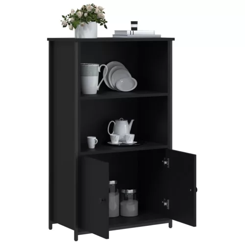 Fekete szerelt fa magasszekrény 62 x 32 x 103,5 cm