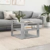 Betonszürke szerelt fa dohányzóasztal 59,5 x 59,5 x 40 cm
