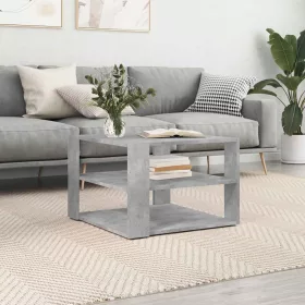 Betonszürke szerelt fa dohányzóasztal 59,5 x 59,5 x 40 cm
