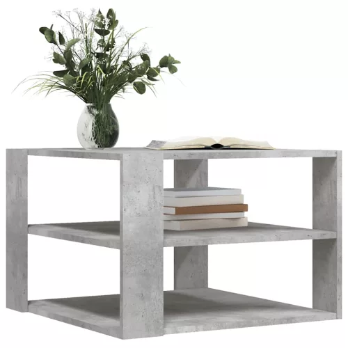 Betonszürke szerelt fa dohányzóasztal 59,5 x 59,5 x 40 cm