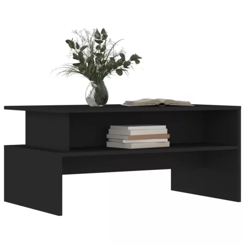 Fekete szerelt fa dohányzóasztal 90 x 55 x 42,5 cm
