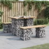 Tömör fenyőfa kerti asztal gabion mintával 100 x 70 x 72 cm