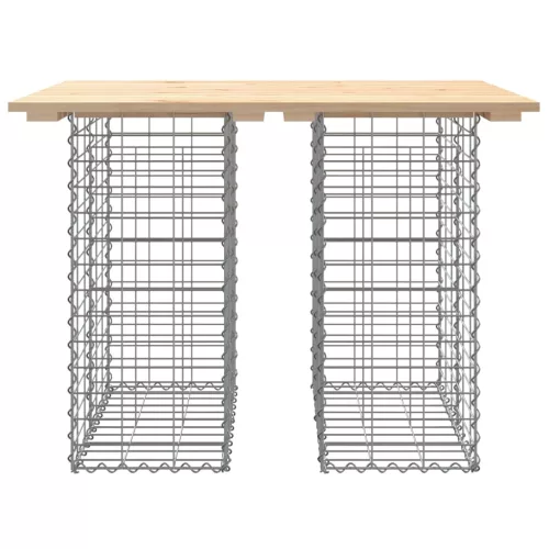 Tömör fenyőfa kerti asztal gabion mintával 100 x 70 x 72 cm