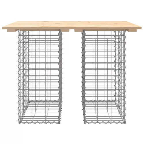 Tömör fenyőfa kerti asztal gabion mintával 100 x 70 x 72 cm