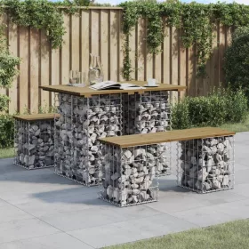   Gabion mintás impregnált fenyőfa kerti asztal 100 x 70 x 72 cm