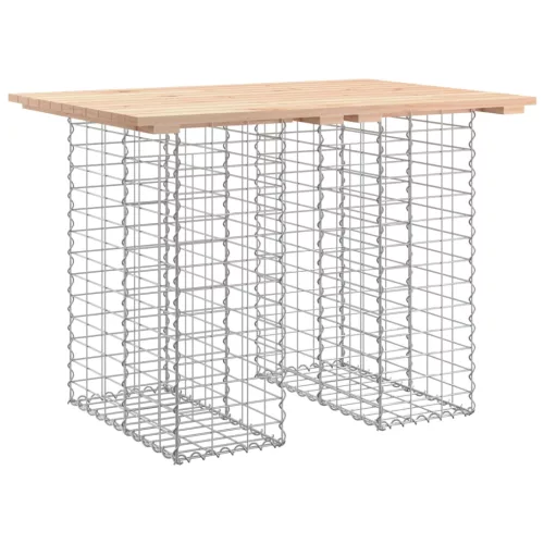 Tömör fenyőfa kerti asztal gabion mintával 100 x 70 x 72 cm