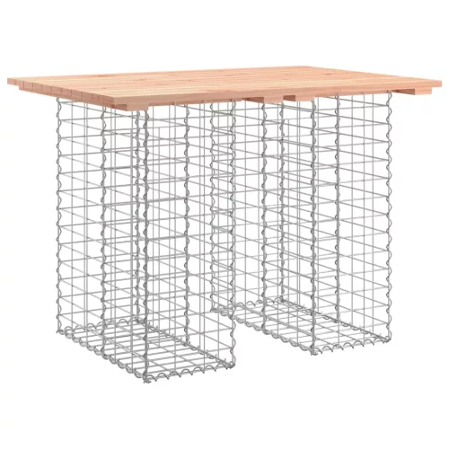 Tömörfa kerti asztal gabion mintával 100 x 70 x 72 cm Douglas