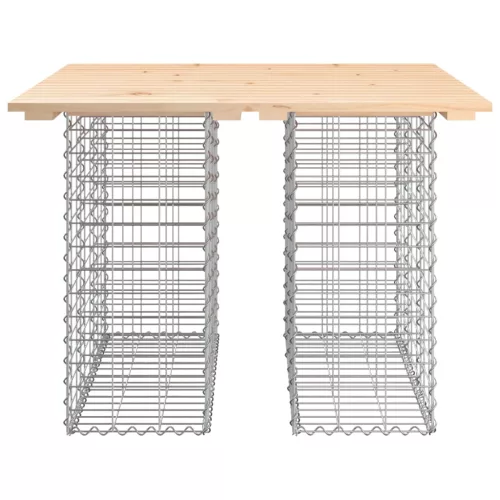 Tömör fenyőfa kerti asztal gabion mintával 100 x 102 x 72 cm