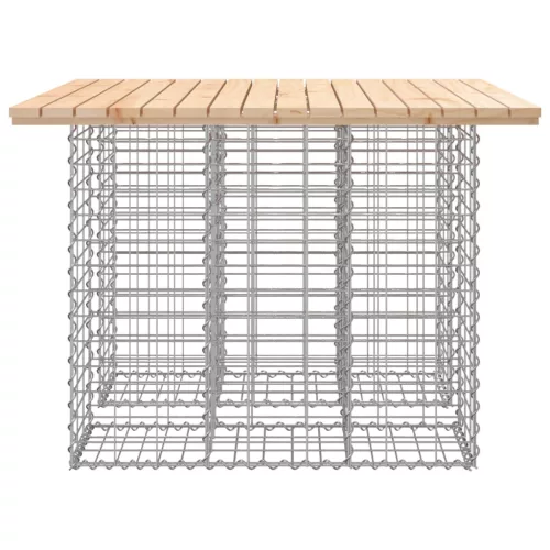 Tömör fenyőfa kerti asztal gabion mintával 100 x 102 x 72 cm