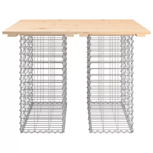 Tömör fenyőfa kerti asztal gabion mintával 100 x 102 x 72 cm