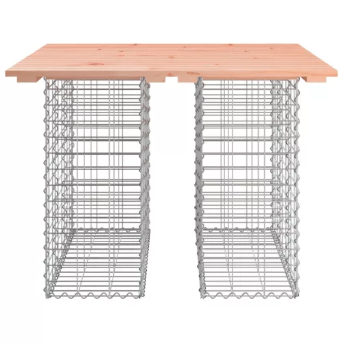 Tömörfa kerti asztal gabion mintával 100 x 102 x 72 cm Douglas