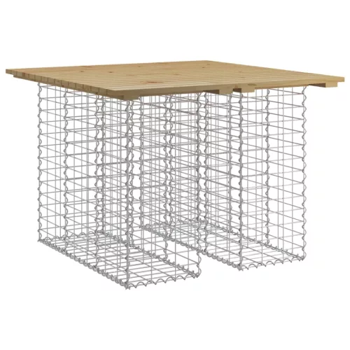 Gabion mintás kerti asztal impregnált fenyőfa 100 x 102 x 72 cm