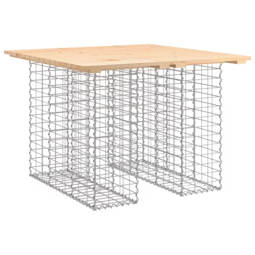 Tömör fenyőfa kerti asztal gabion mintával 100 x 102 x 72 cm