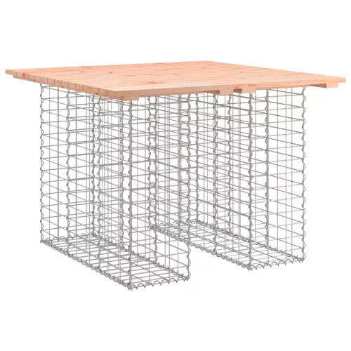 Tömörfa kerti asztal gabion mintával 100 x 102 x 72 cm Douglas