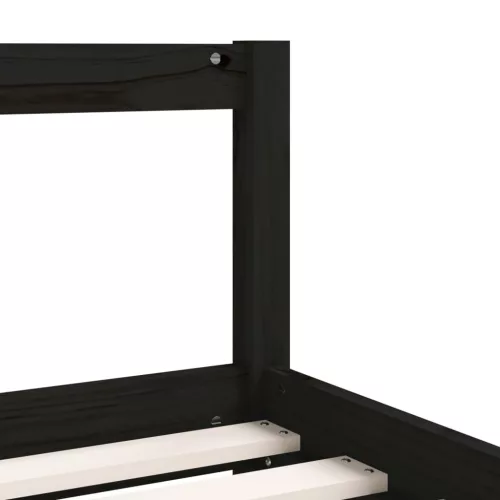 Fekete tömör fenyőfa gyerekágykeret fiókokkal 80 x 200 cm
