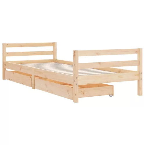Tömör fenyőfa gyerekágy keret fiókkal 90x190 cm