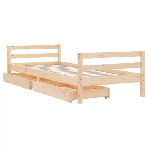 Tömör fenyőfa gyerekágy keret fiókkal 90x190 cm
