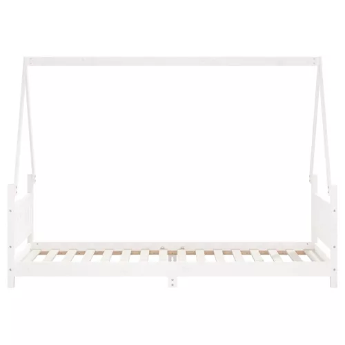 Fehér tömör fenyőfa gyerekágykeret 80 x 200 cm