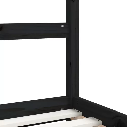 Fekete tömör fenyőfa gyerekágykeret fiókokkal 80 x 200 cm