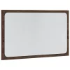 Barna tölgy szerelt fa LED-es fürdőszobatükör 60 x 8,5 x 38 cm