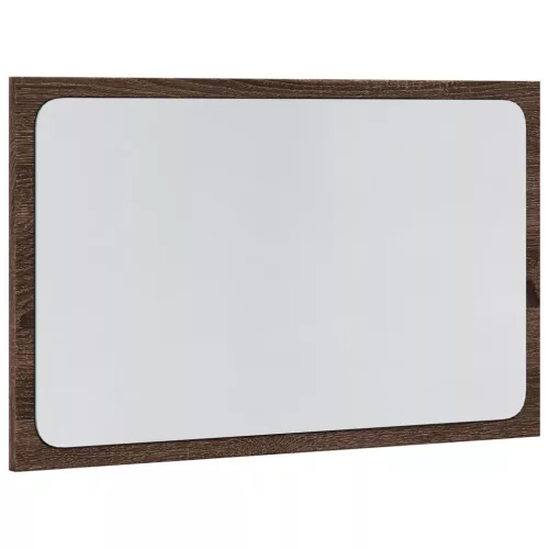 Barna tölgy szerelt fa LED-es fürdőszobatükör 60 x 8,5 x 38 cm