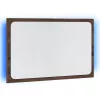 Barna tölgy szerelt fa LED-es fürdőszobatükör 60 x 8,5 x 38 cm