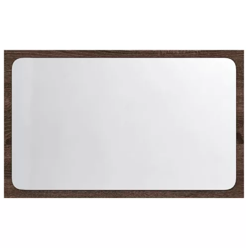 Barna tölgy szerelt fa LED-es fürdőszobatükör 60 x 8,5 x 38 cm