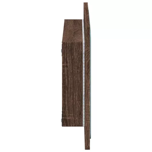 Barna tölgy szerelt fa LED-es fürdőszobatükör 60 x 8,5 x 38 cm