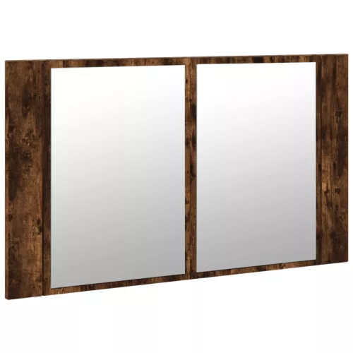 Füstös tölgy akril LED-es tükrös fürdőszobaszekrény 80x12x45 cm
