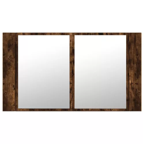 Füstös tölgy akril LED-es tükrös fürdőszobaszekrény 80x12x45 cm