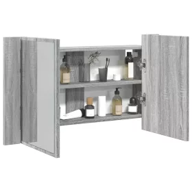   Szürke sonoma akril LED-es tükrös fürdőszobaszekrény 80x12x45cm