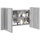 Szürke sonoma akril LED-es tükrös fürdőszobaszekrény 80x12x45cm