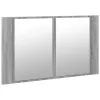 Szürke sonoma akril LED-es tükrös fürdőszobaszekrény 80x12x45cm