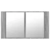 Szürke sonoma akril LED-es tükrös fürdőszobaszekrény 80x12x45cm
