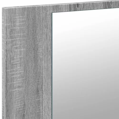 Szürke sonoma akril LED-es tükrös fürdőszobaszekrény 80x12x45cm