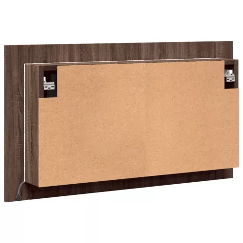 Barna tölgy akril LED-es tükrös fürdőszobaszekrény 80x12x45 cm