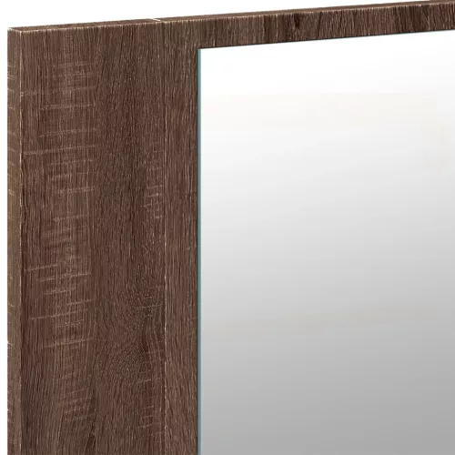 Barna tölgy akril LED-es tükrös fürdőszobaszekrény 80x12x45 cm