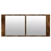 Füstös tölgy színű LED-es tükrös fürdőszobaszekrény 100x12x45cm