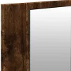 Füstös tölgy színű LED-es tükrös fürdőszobaszekrény 100x12x45cm