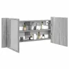 Szürke sonoma LED-es tükrös fürdőszobaszekrény 100 x 12 x 45 cm