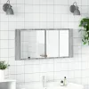 Szürke sonoma LED-es tükrös fürdőszobaszekrény 100 x 12 x 45 cm