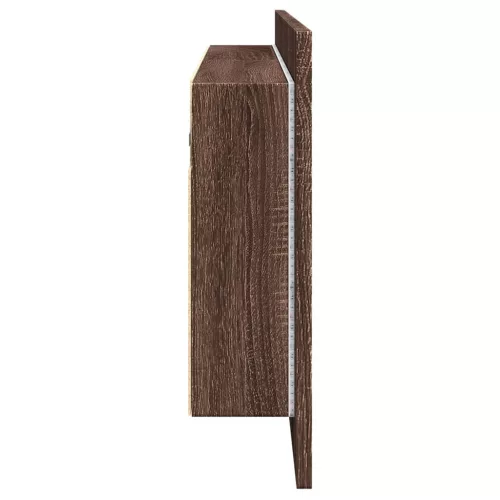 Barna tölgyszínű LED-es tükrös fürdőszobaszekrény 100x12x45cm